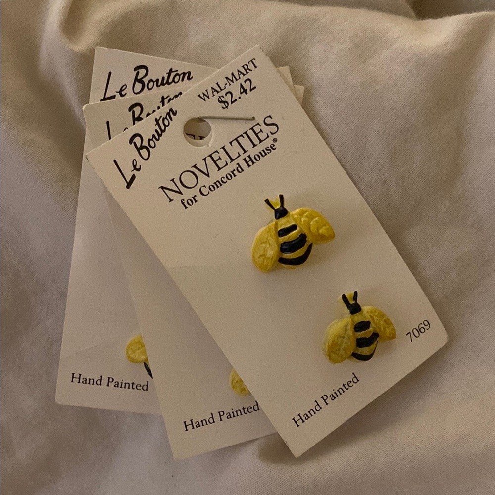 Vintage Wal-Mart Hand Painted Bee Buttons